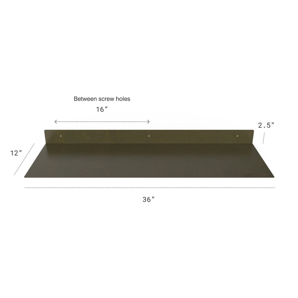 Industrial Forged Steel Linear Floating Shelf (Size: 12", 24", 36", 48") Industrial Steel (USA) diycartel 36in x 12in 