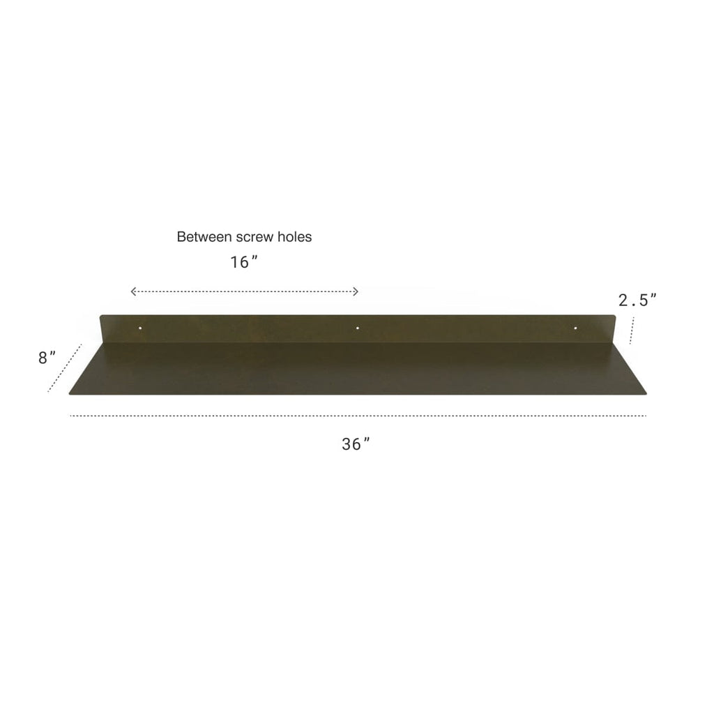 Industrial Forged Steel Linear Floating Shelf (Size: 12", 24", 36", 48") Industrial Steel (USA) diycartel 36in x 8in 