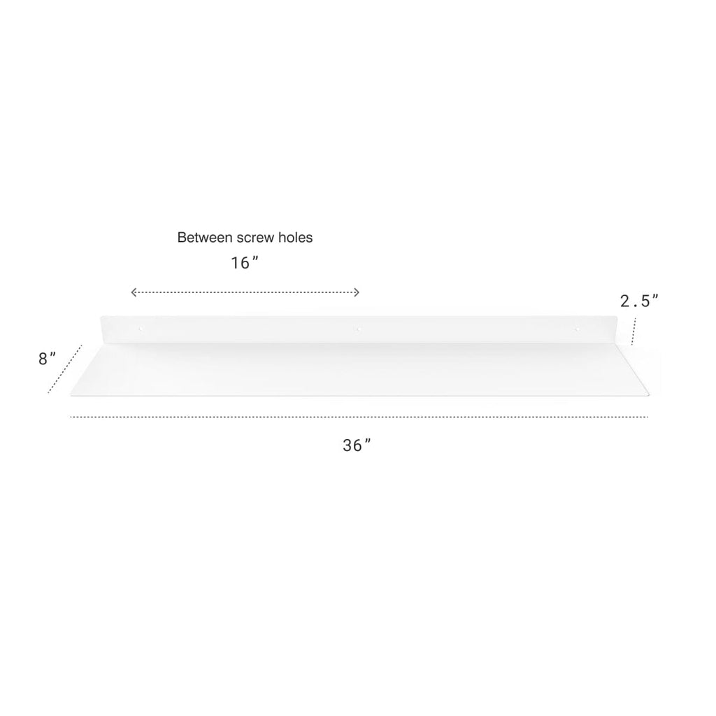 Powder Coated Industrial Forged Steel Linear Floating Shelf - (Colors: Black, White, & Gold) (Sizes: 12", 24", 36", 48") Industrial Steel (USA) diycartel 36in x 8in Matte White 