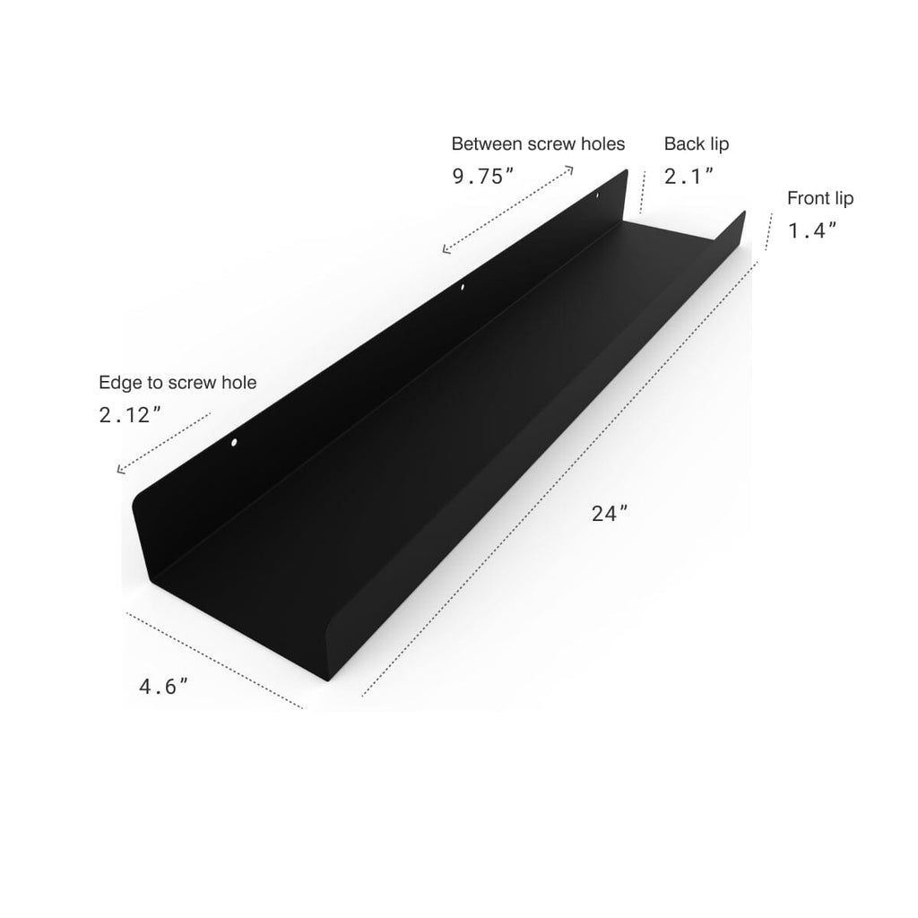 Powder Coated Industrial Steel Floating Shelf Ledge - (Colors: Black | White | Gold) (Sizes: 24" 36" & 48") Industrial Steel (USA) diycartel 24-Inch Matte Black 