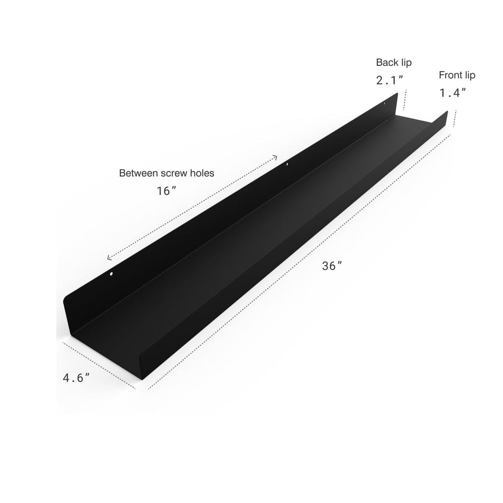 Powder Coated Industrial Steel Floating Shelf Ledge - (Colors: Black | White | Gold) (Sizes: 24" 36" & 48") Industrial Steel (USA) diycartel 36-Inch Matte Black 