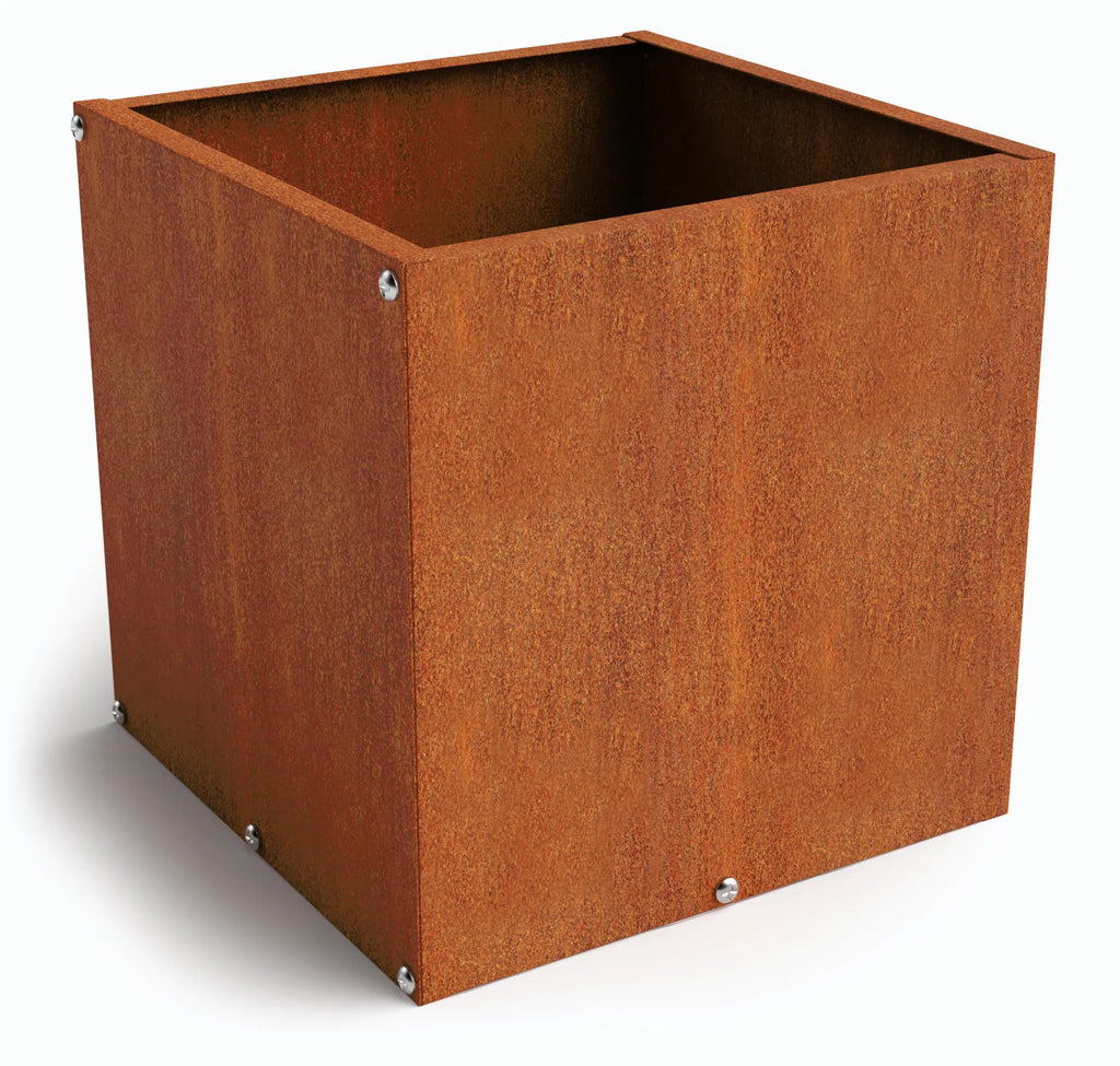 Corten Steel Cube Planter Box Outdoor diycartel 12in x 12in x 12in 