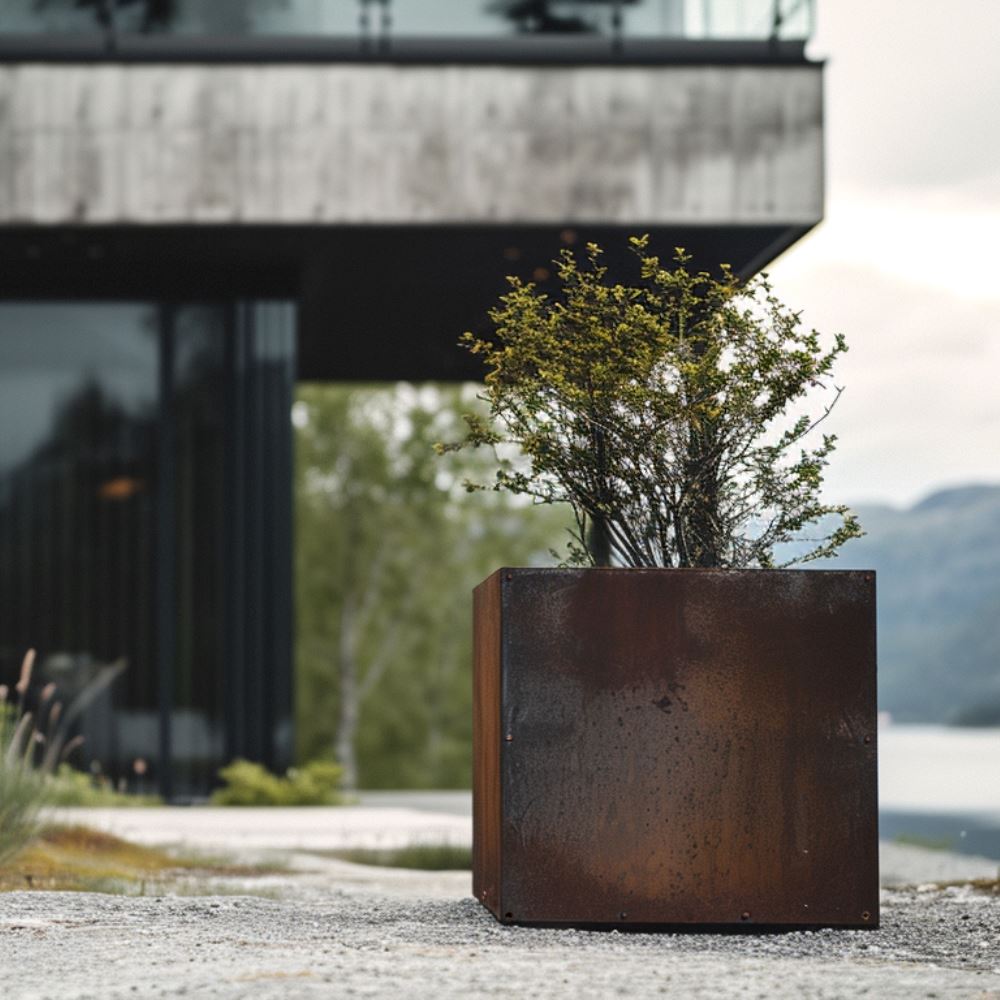 Corten Steel Cube Planter Box Outdoor diycartel 