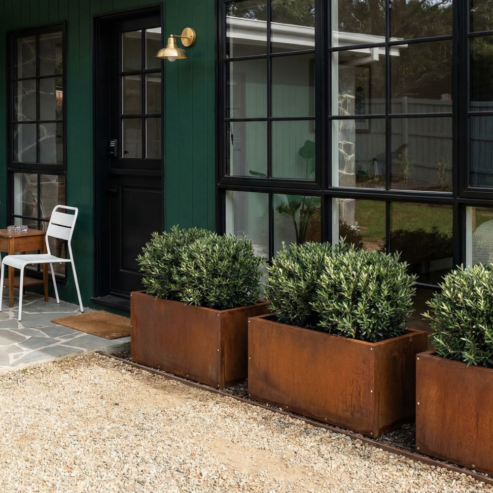 metal planter pot Corten Steel Rectangular Planter Box 36in x 12in x 16in