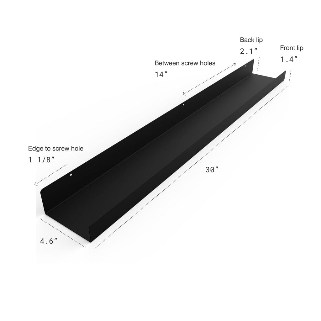 Powder Coated Industrial Steel Floating Shelf Ledge - (Colors: Black | White | Gold) (Sizes: 24" 30" 36" & 48") Industrial Steel (USA) diycartel 30-inch Matte Black 