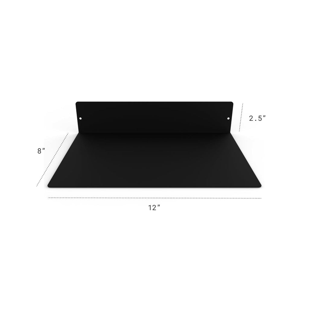 Powder Coated Industrial Forged Steel Linear Floating Shelf - (Colors: Black, White, & Gold) (Sizes: 12", 24", 36", 48") Industrial Steel (USA) diycartel 12in x 8in Matte Black 