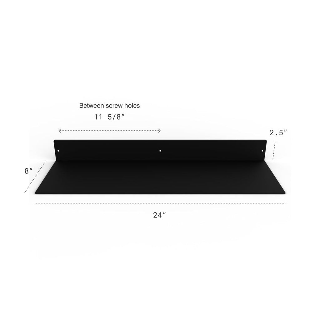 Powder Coated Industrial Forged Steel Linear Floating Shelf - (Colors: Black, White, & Gold) (Sizes: 12", 24", 36", 48") Industrial Steel (USA) diycartel 24in x 8in Matte Black 