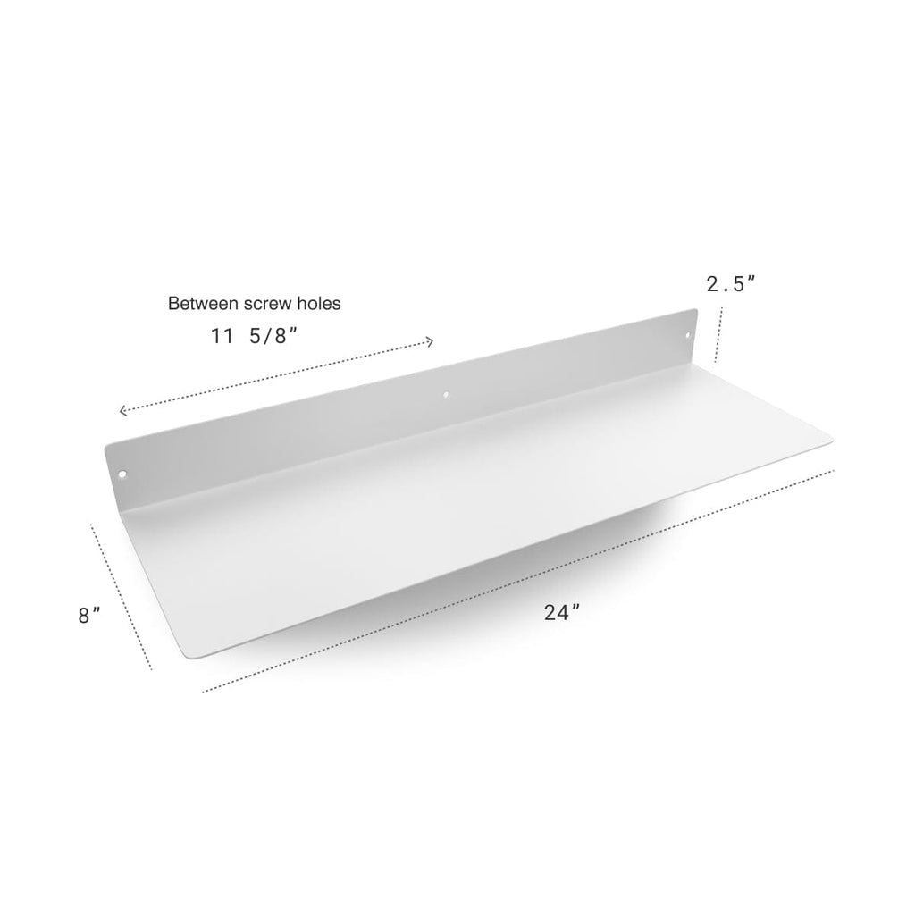 Powder Coated Industrial Forged Steel Linear Floating Shelf - (Colors: Black, White, & Gold) (Sizes: 12", 24", 36", 48") Industrial Steel (USA) diycartel 24in x 8in Matte White 