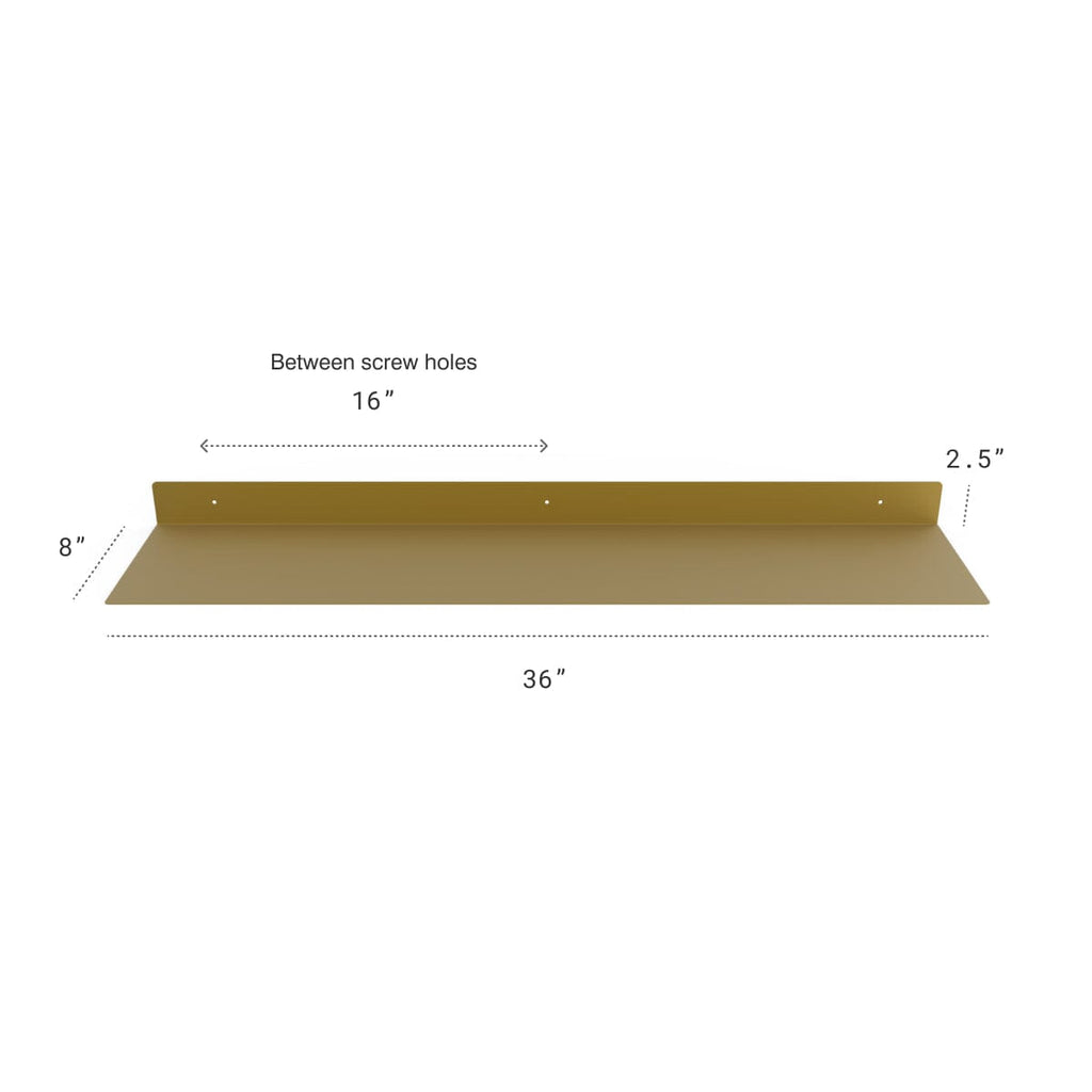Powder Coated Industrial Forged Steel Linear Floating Shelf - (Colors: Black, White, & Gold) (Sizes: 12", 24", 36", 48") Industrial Steel (USA) diycartel 36in x 8in Gold 