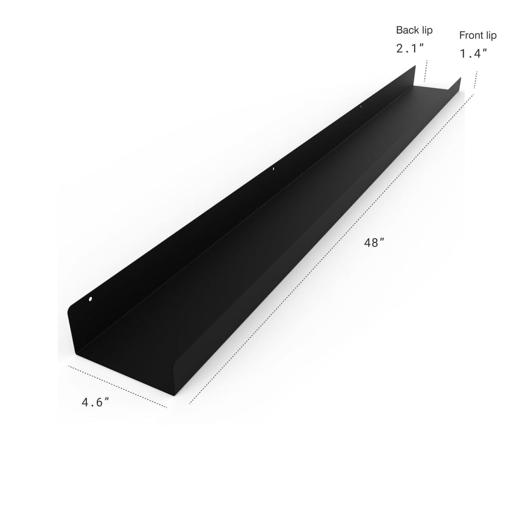 Powder Coated Industrial Steel Floating Shelf Ledge - (Colors: Black | White | Gold) (Sizes: 24" 36" & 48") Industrial Steel (USA) diycartel 48-Inch Matte Black 