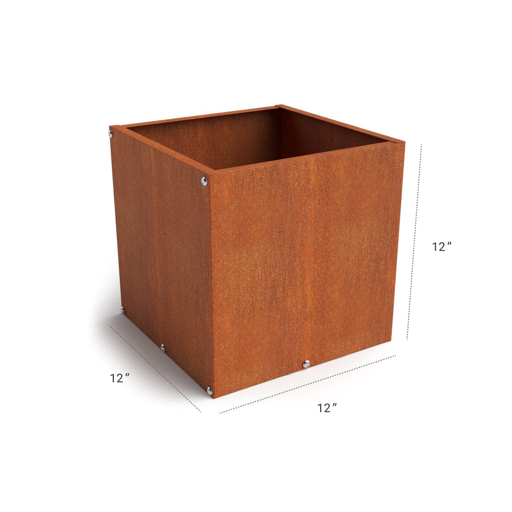 Corten Steel Cube Planter Box Outdoor diycartel 12in x 12in x 12in 