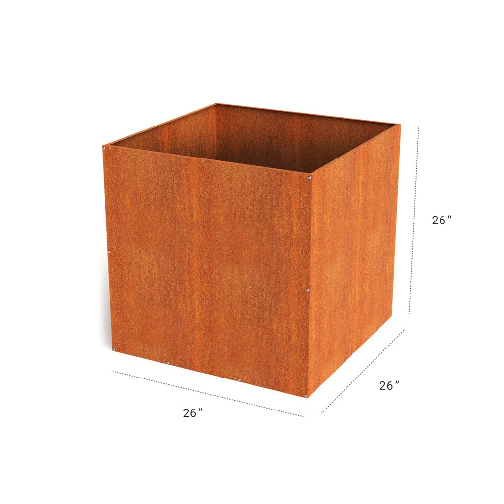 Corten Steel Cube Planter Box Outdoor diycartel 26in x 26in x 26in 