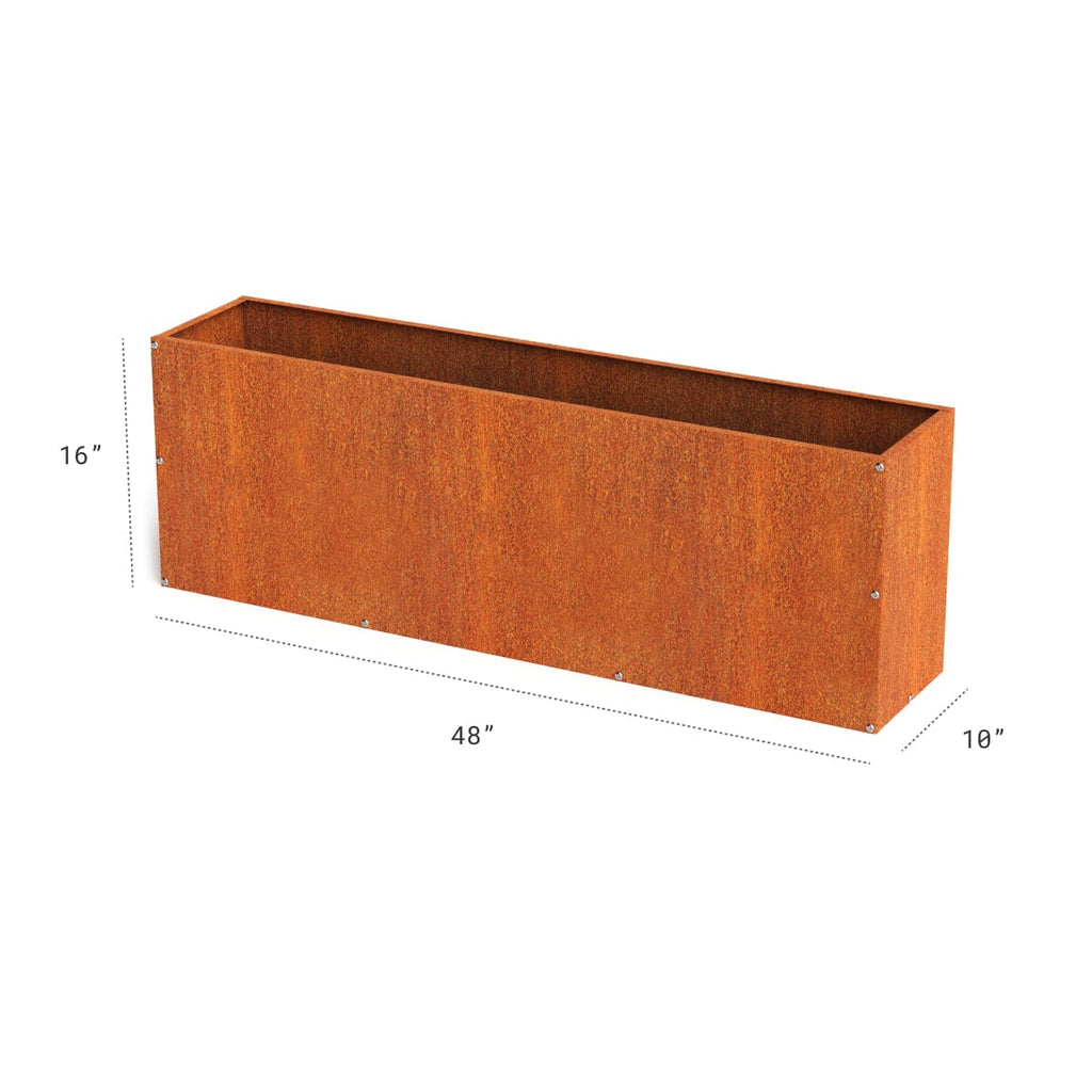 Corten Steel Rectangular Planter Box Outdoor diycartel 48in x 10in x 16in 