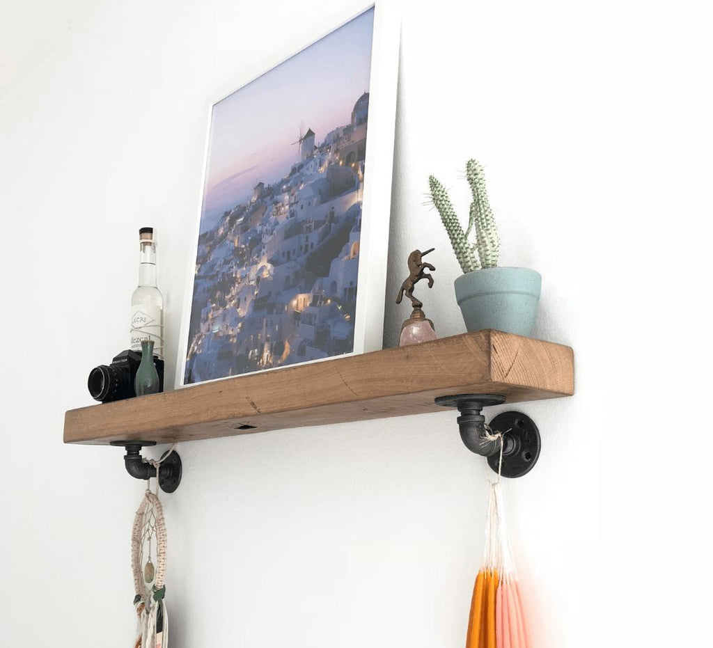 Industrial Pipe L / J Shelf Brackets - 2 Pack (Size: 3", 7", 12") Industrial Pipe (Iron) diycartel 3-inch 