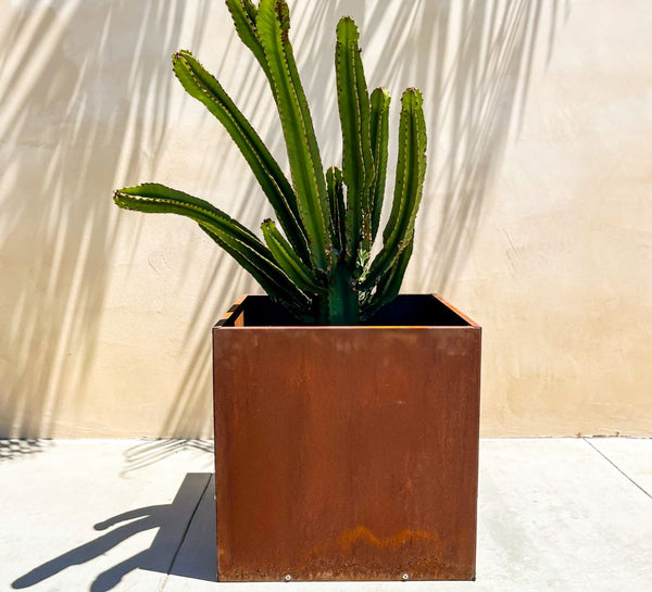 Corten Steel Cube Planter Box Outdoor diycartel 