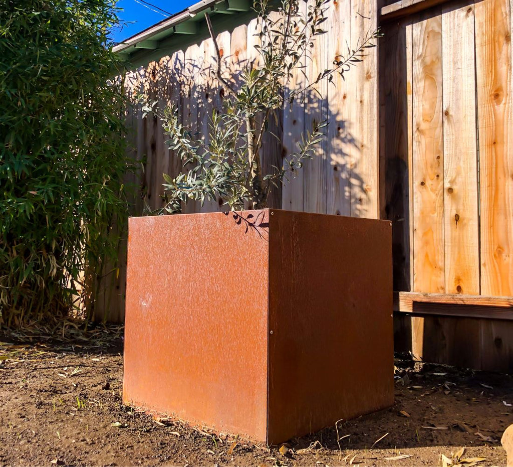 Corten Steel Cube Planter Box Outdoor diycartel 