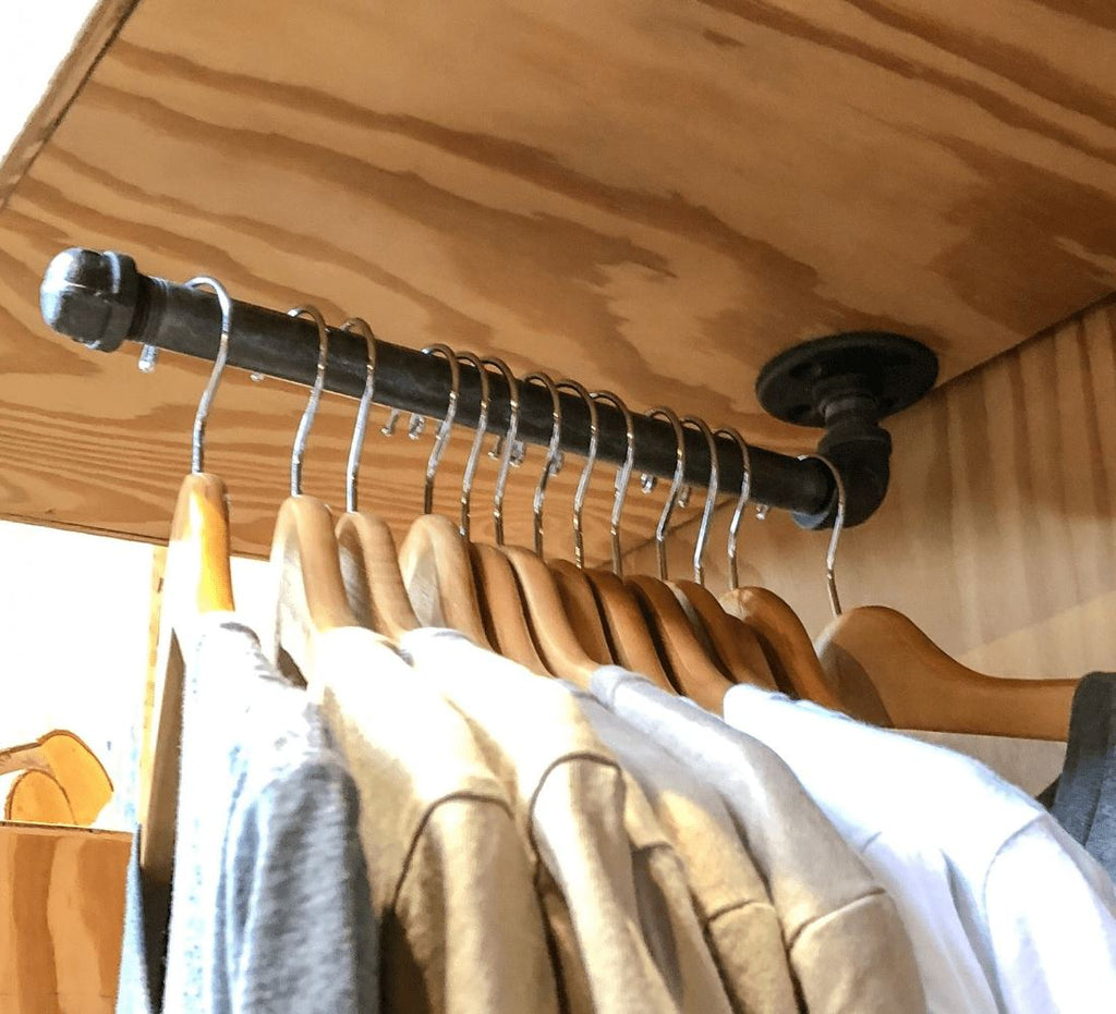 Industrial Face Out Wall Mount Garment Rack - 2 pack (Size: 12") Industrial Pipe (Iron) diycartel 