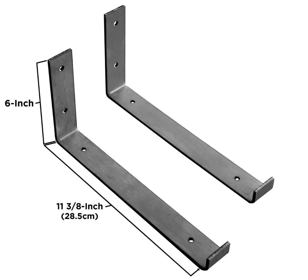 Industrial Steel Floating Shelf J Bracket with Lip - 2 Pack (Size: 11 ⅜", 8", 6") Industrial Steel (USA) diycartel 