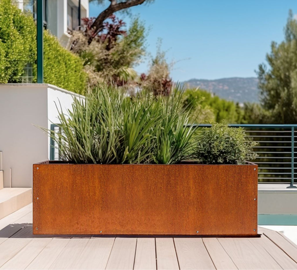 Corten Steel Rectangular Planter Box Outdoor diycartel 