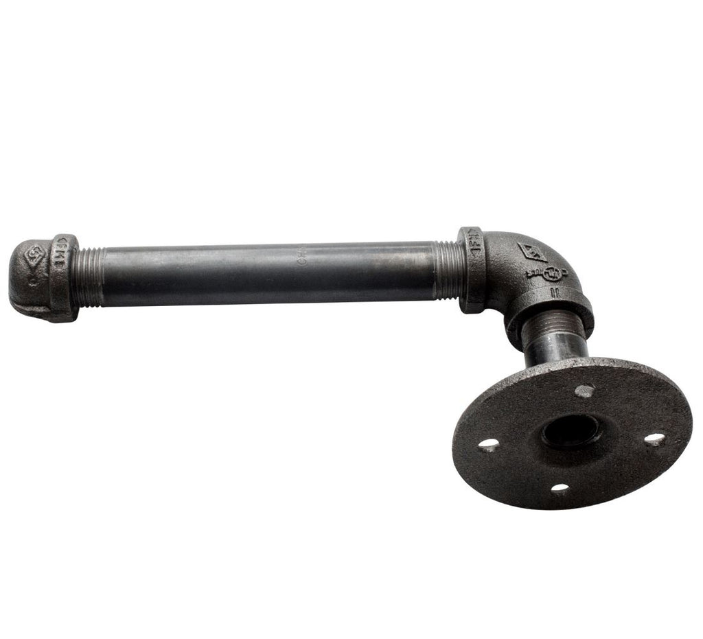 Toilet Paper Holder Stand:Industrial Cast Iron Pipe with Stained Wood  28x15.75 - Excello Global Brands