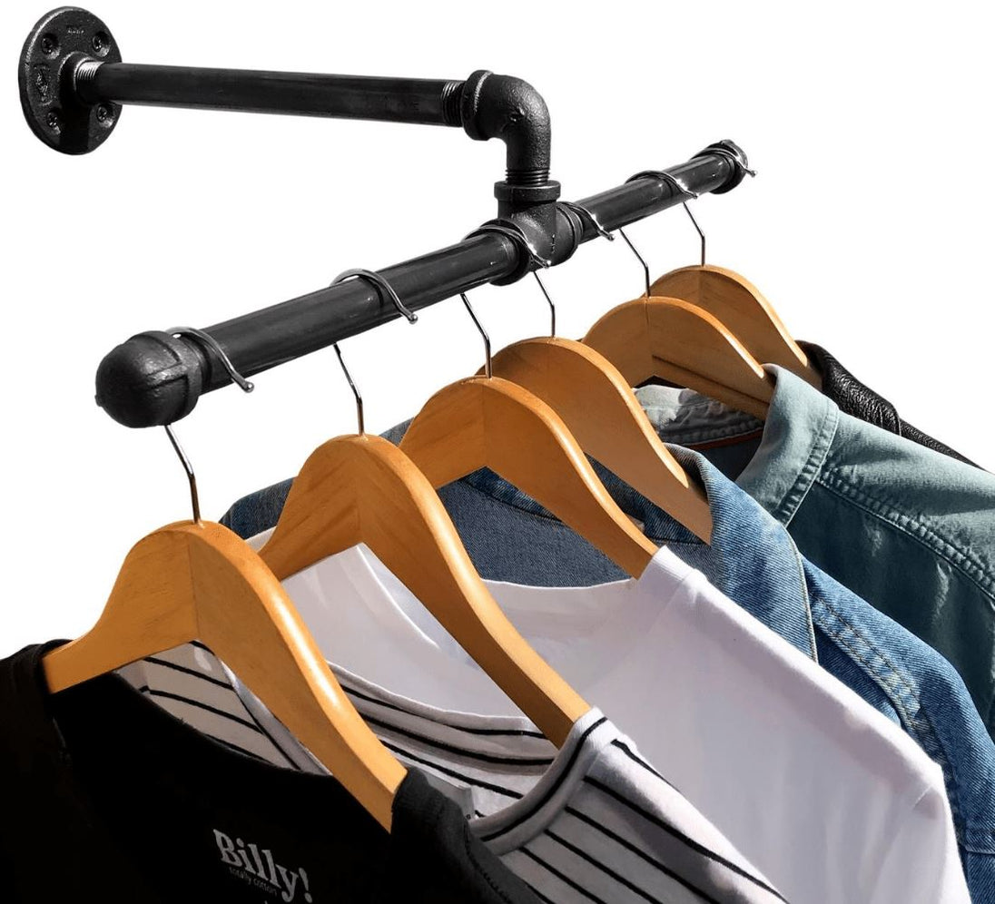 Industrial Pipe Wall Mounted Clothing/ Garment Rack | DIY Cartel – DIY ...