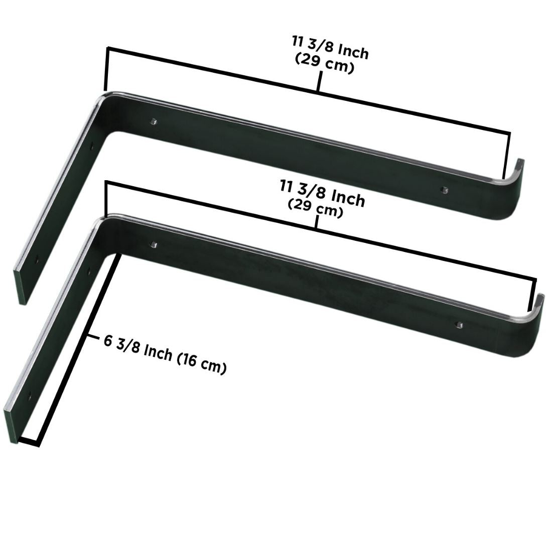 Industrial Steel Floating Shelf L Bracket with Lip - 2 Pack (Size: 11 ...