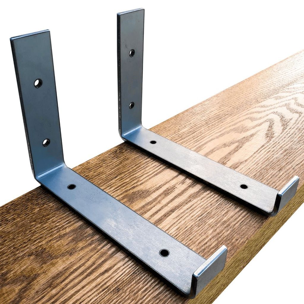 Industrial Steel Floating Shelf J Bracket with Lip - 2 Pack (Size: 11 ⅜", 8", 6") Industrial Steel (USA) diycartel 6" x 6" Raw Steel 